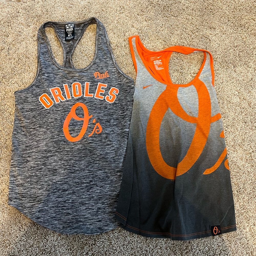 Orioles - Nike Gray and Orange Tank Tops